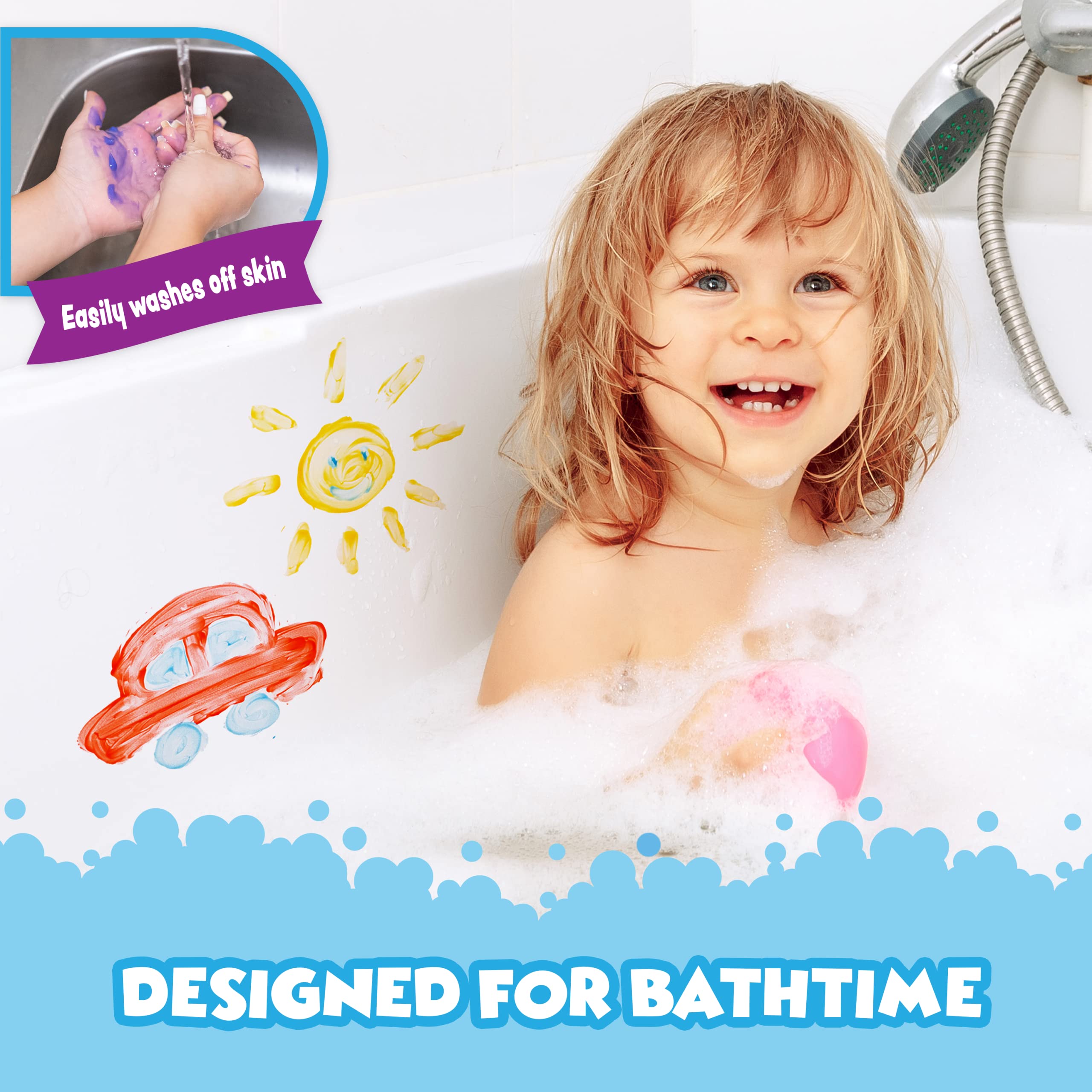 Tub Works Bath Paint Soap Purple Pink Orange set for imaginative, kid-friendly bath art sessions.