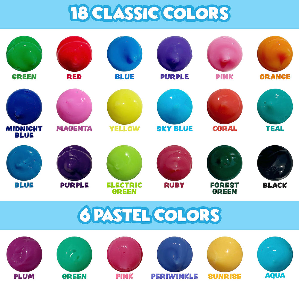 Bright colors demonstrate safe, washable tub art for easy cleanup.