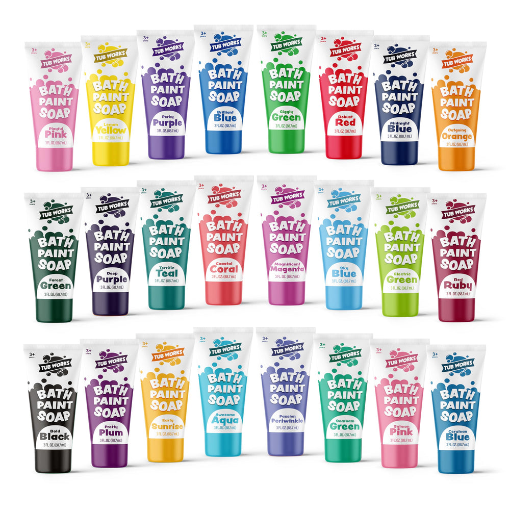 Tub Works Bath Paint Soap 24-pack color palette for creative tub time.