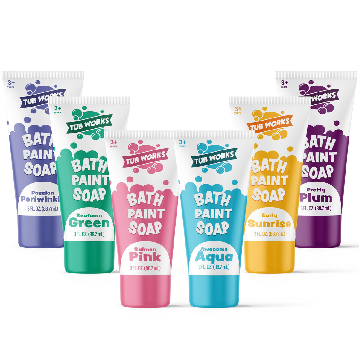 Tub Works bath paint soap in Aqua for creative tub wall art.