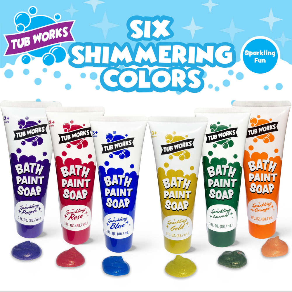 Tub Works gold color bath paint soap sparks shimmer during baths.