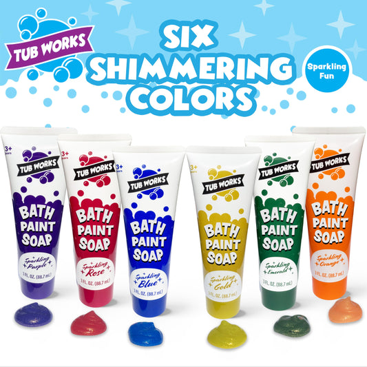 Tub Works gold color bath paint soap sparks shimmer during baths.
