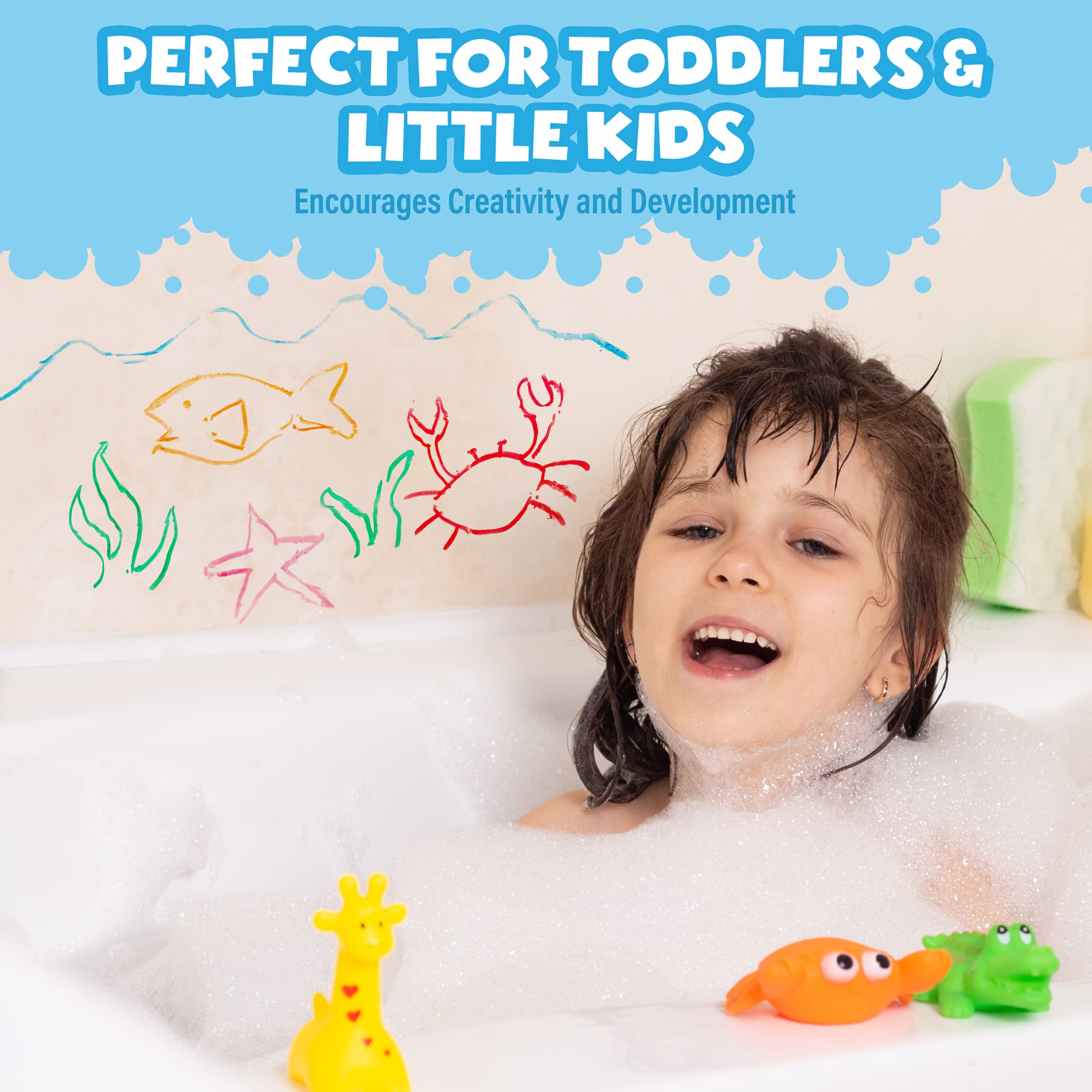 Tub Works non-toxic formula supports safe exploration during bath art