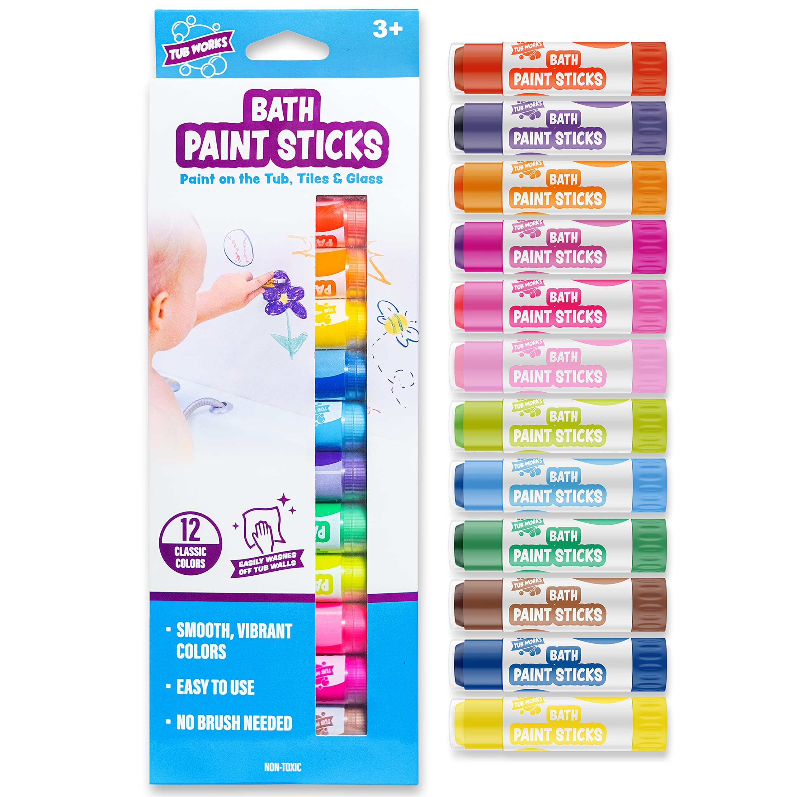 Tub Works designed for toddlers and kids aged 3+, with easy grip