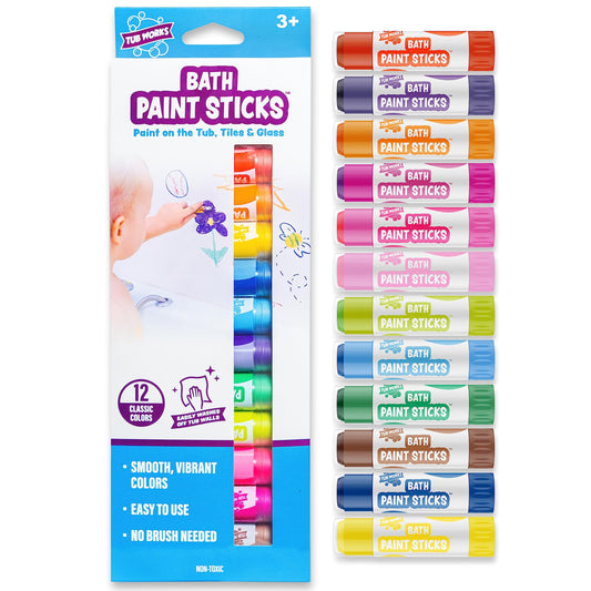 Tub Works Bath Paint Sticks on tub wall boost imaginative bath time play
