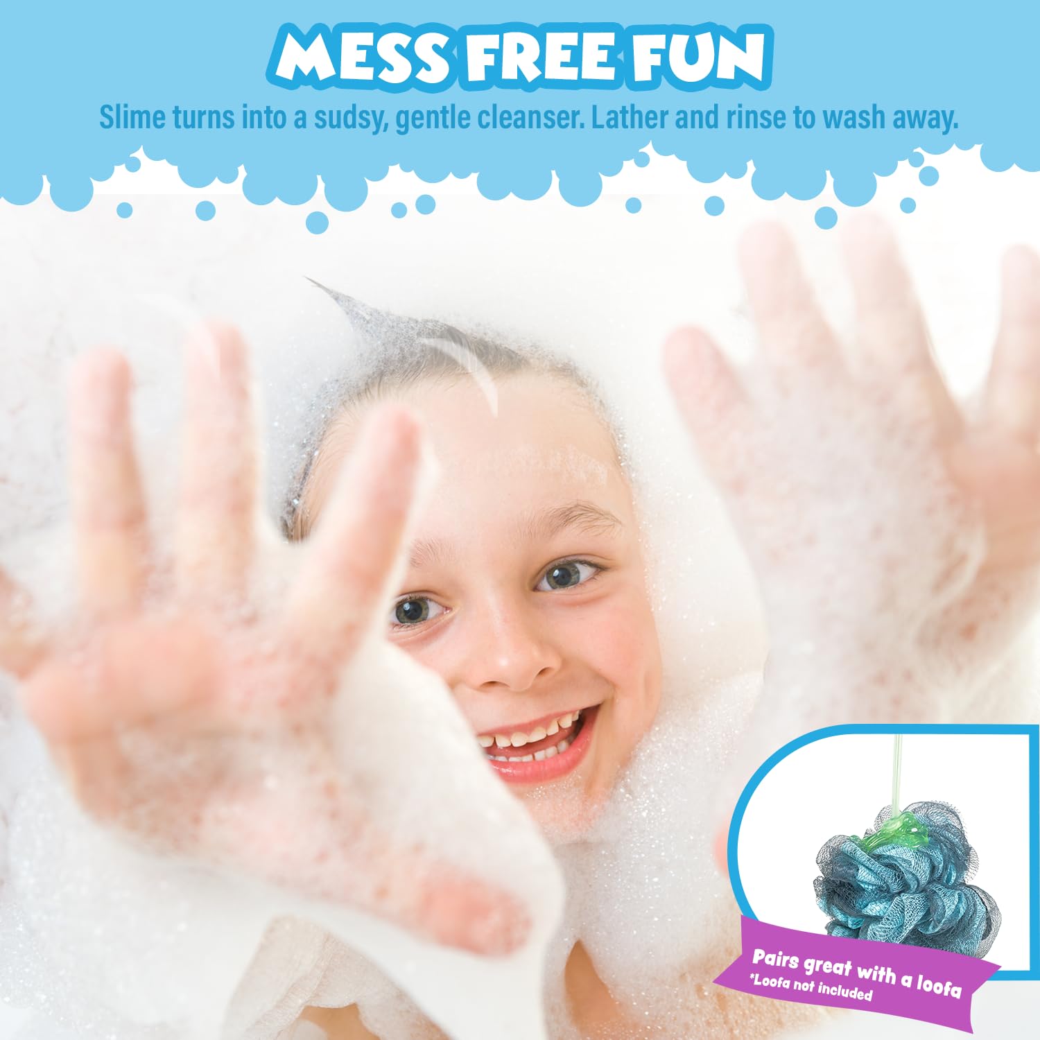 Tub Works Bath Slime blue Blueberry provides fruity scent and soft cleansing