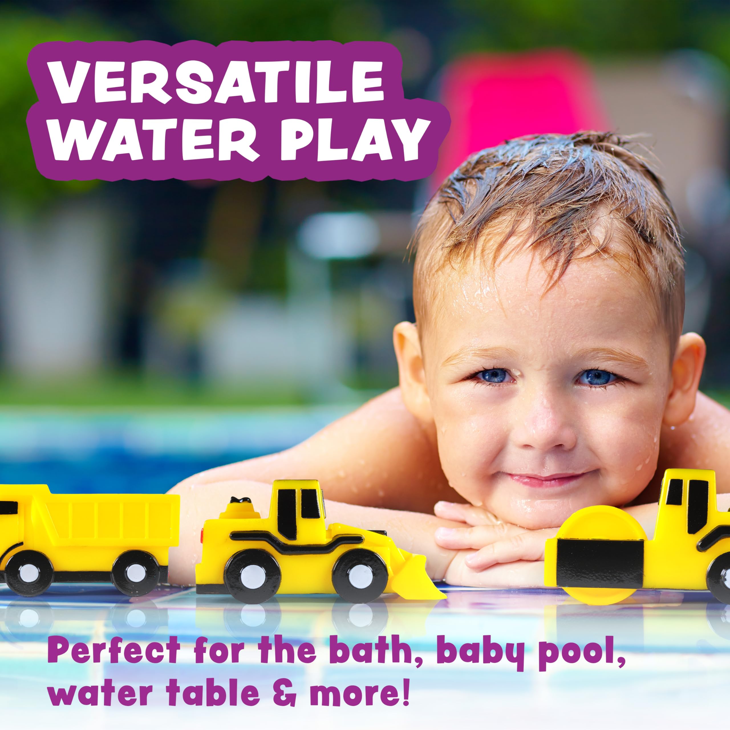 Tub Works Bath Toy Set in action; kids explore construction play in water.