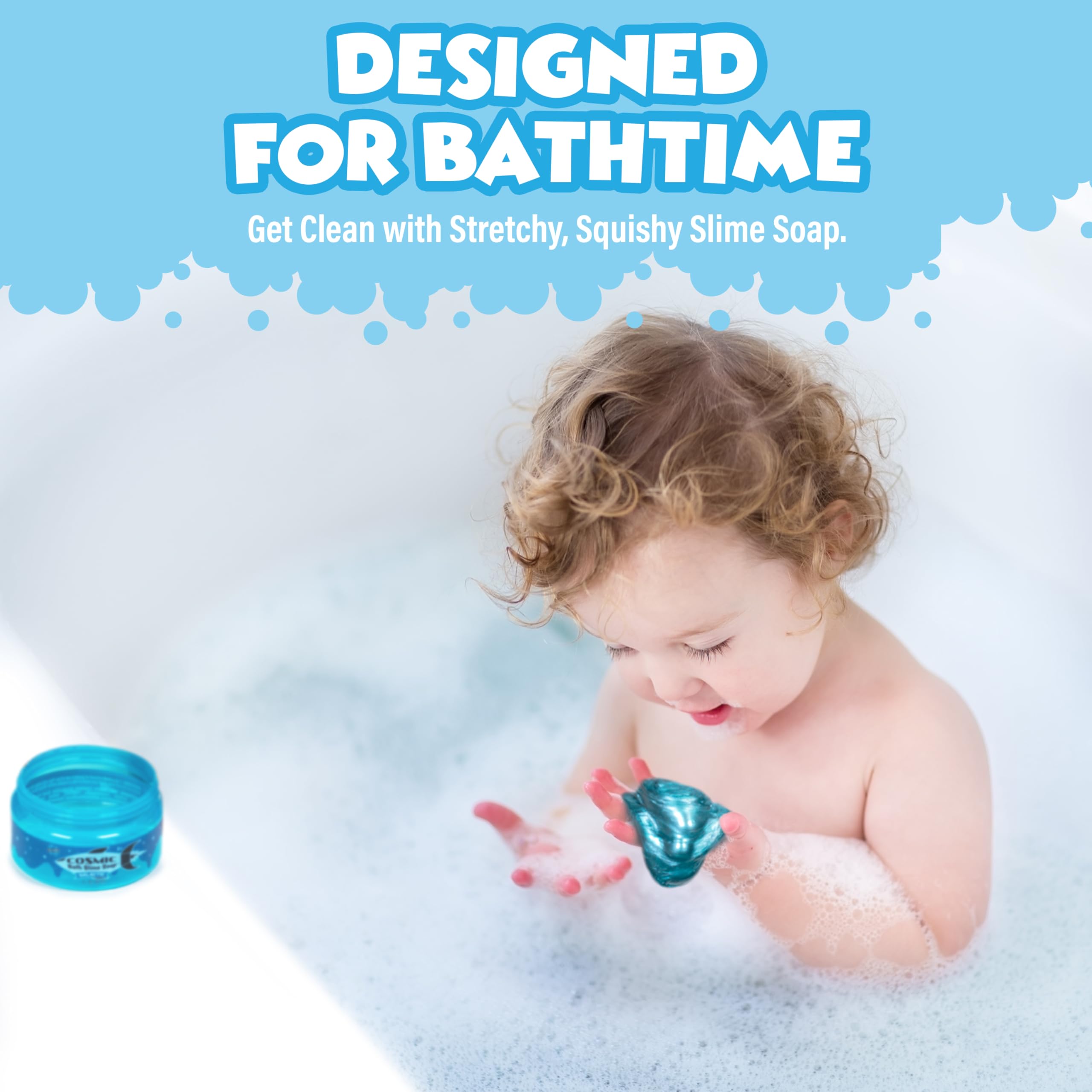 Tub Works Cosmic Bath Slime milky way blue berry jar bright and inviting for bath time