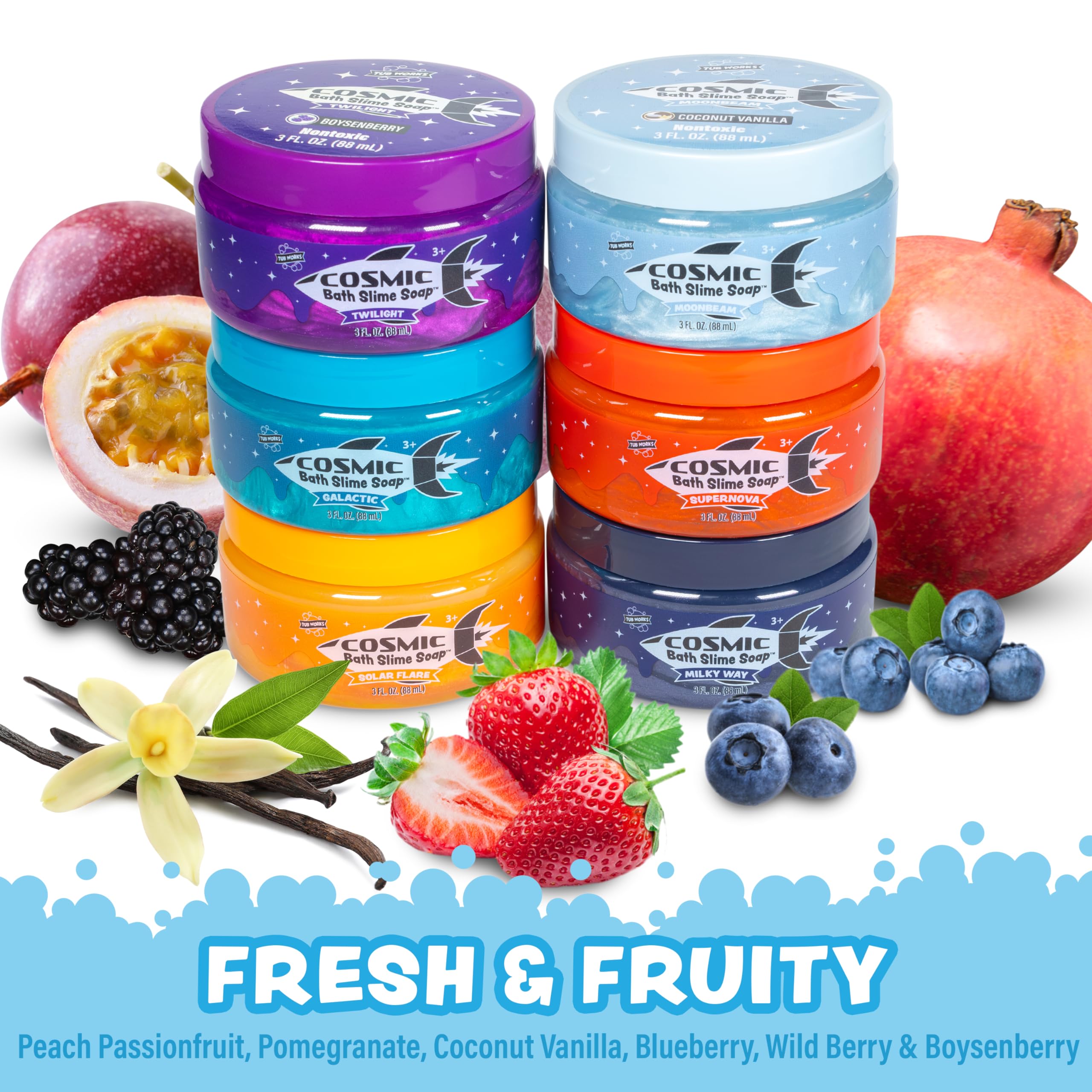 Tub Works Cosmic Bath Slime supernova pomegranate jar rich aroma and kid-friendly fun