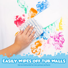 Easy-clean neon bath paint leaves minimal residue after play