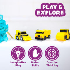 Tub Works Excavator no-hole toy; squeezable texture for bath adventures.