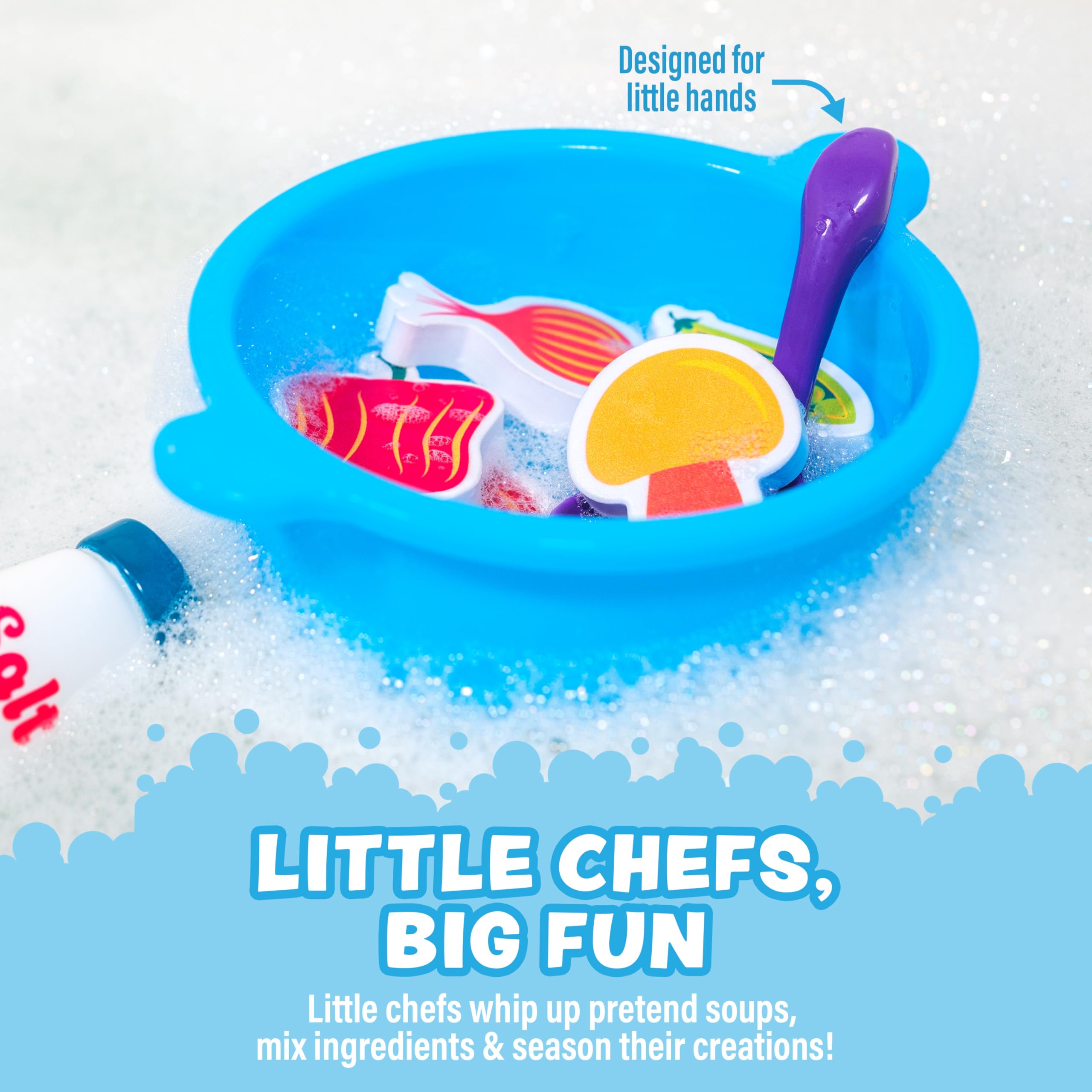 Tub Works foam veggies stick to tub walls for creative play