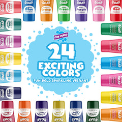 Tub Works Bath Paint Set demonstrates easy finger painting during bath time