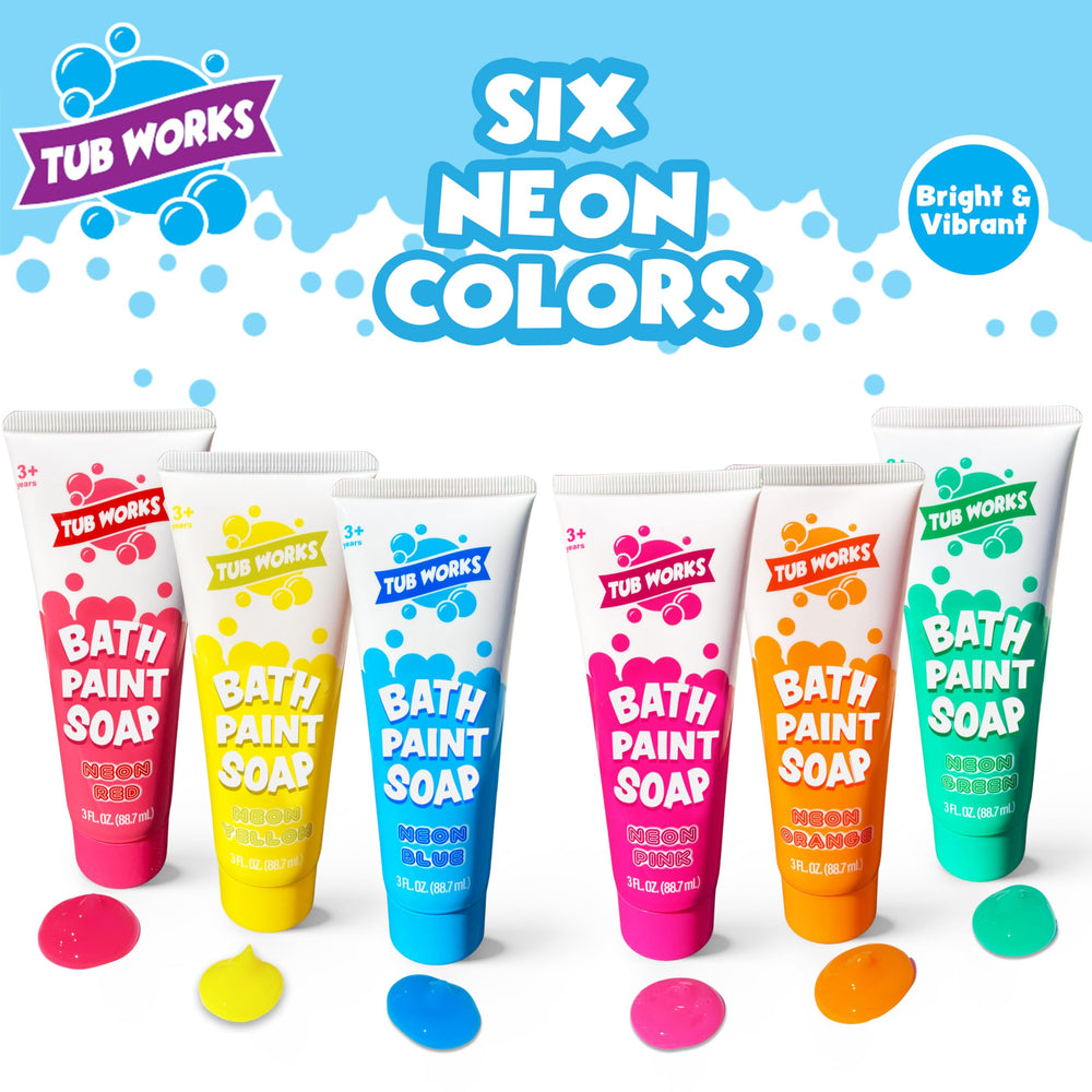 Colorful neon bath paint kit for kids in the tub