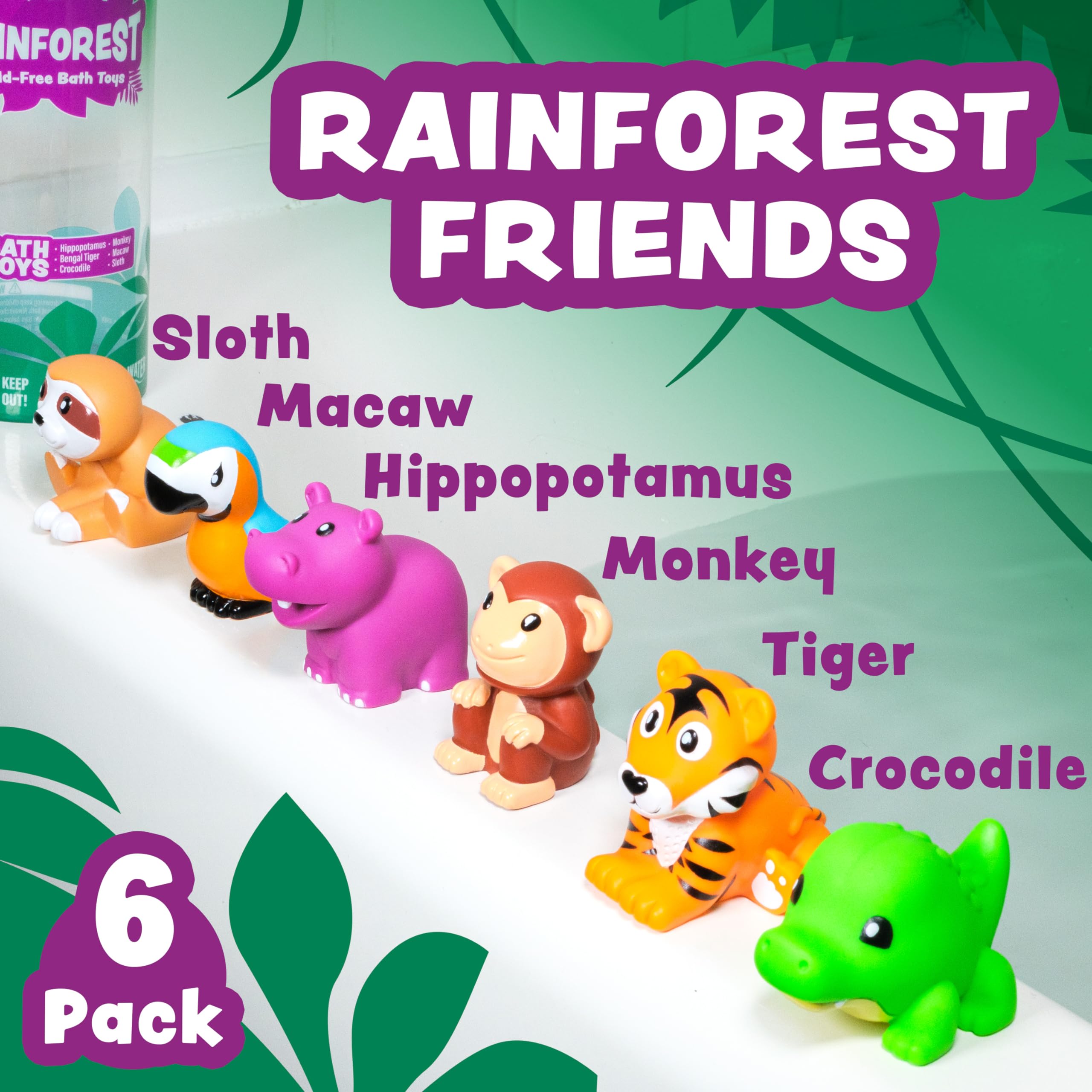 Tub Works Rainforest bath toy monkey, colorful and engaging for fine motor exploration.