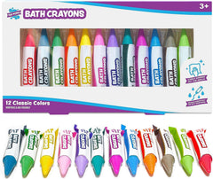 Tub Works Smooth Bath Crayons 12-pack displayed on tub ledge for imaginative play.