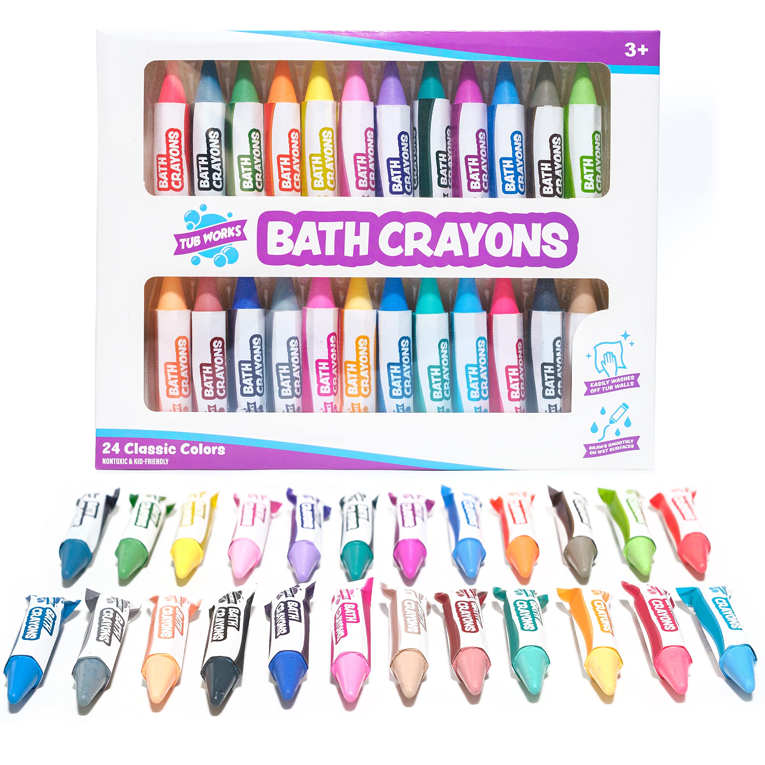 Tub Works Smooth Bath Crayons wash away with a damp sponge