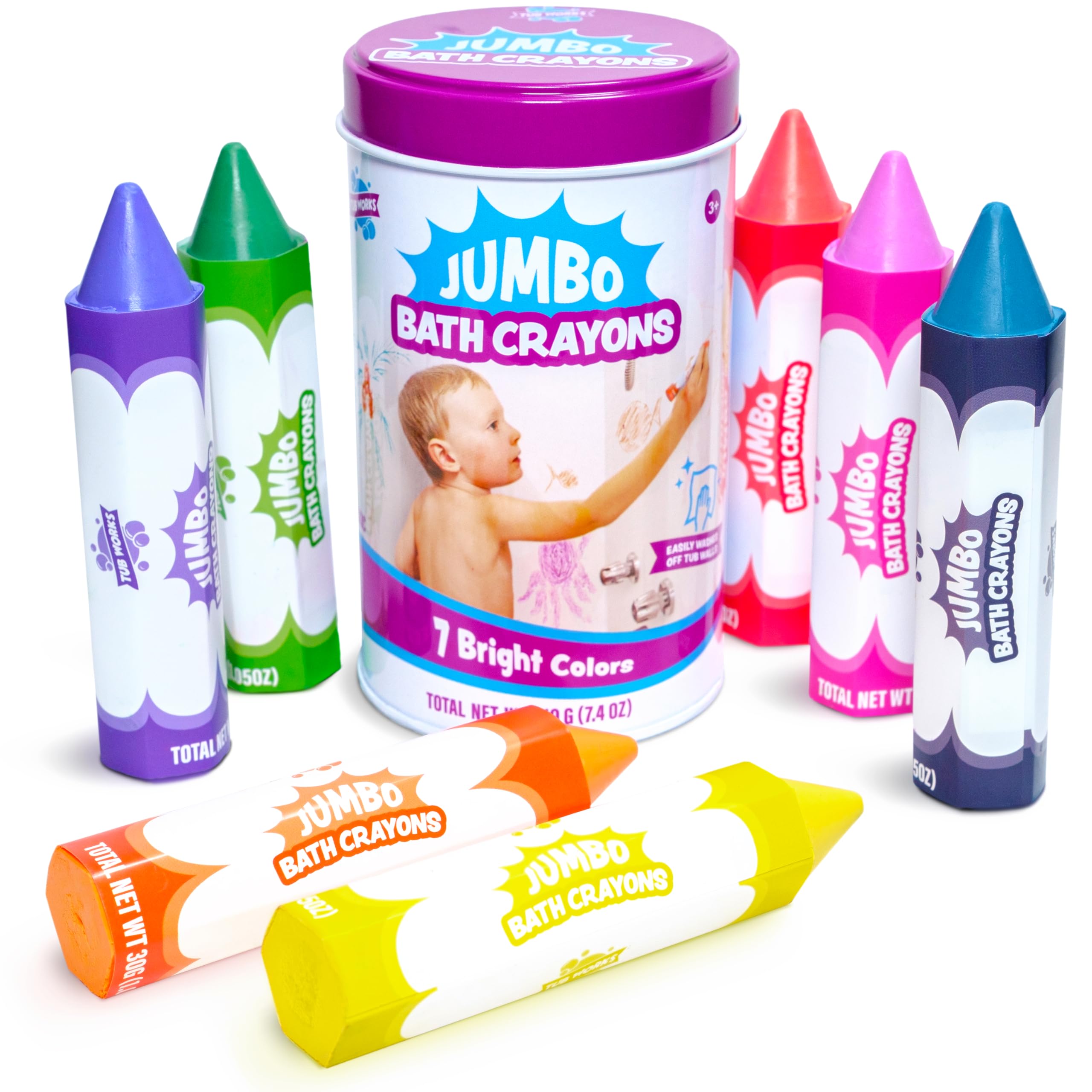 Tub Works Smooth Jumbo Bath Crayons designed for ages 3 and up.