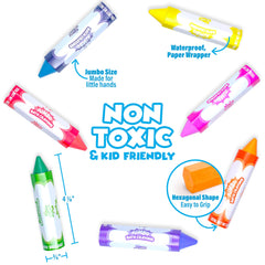 Tub Works Smooth Jumbo Bath Crayons feature easy-grip hexagon shape for little hands.