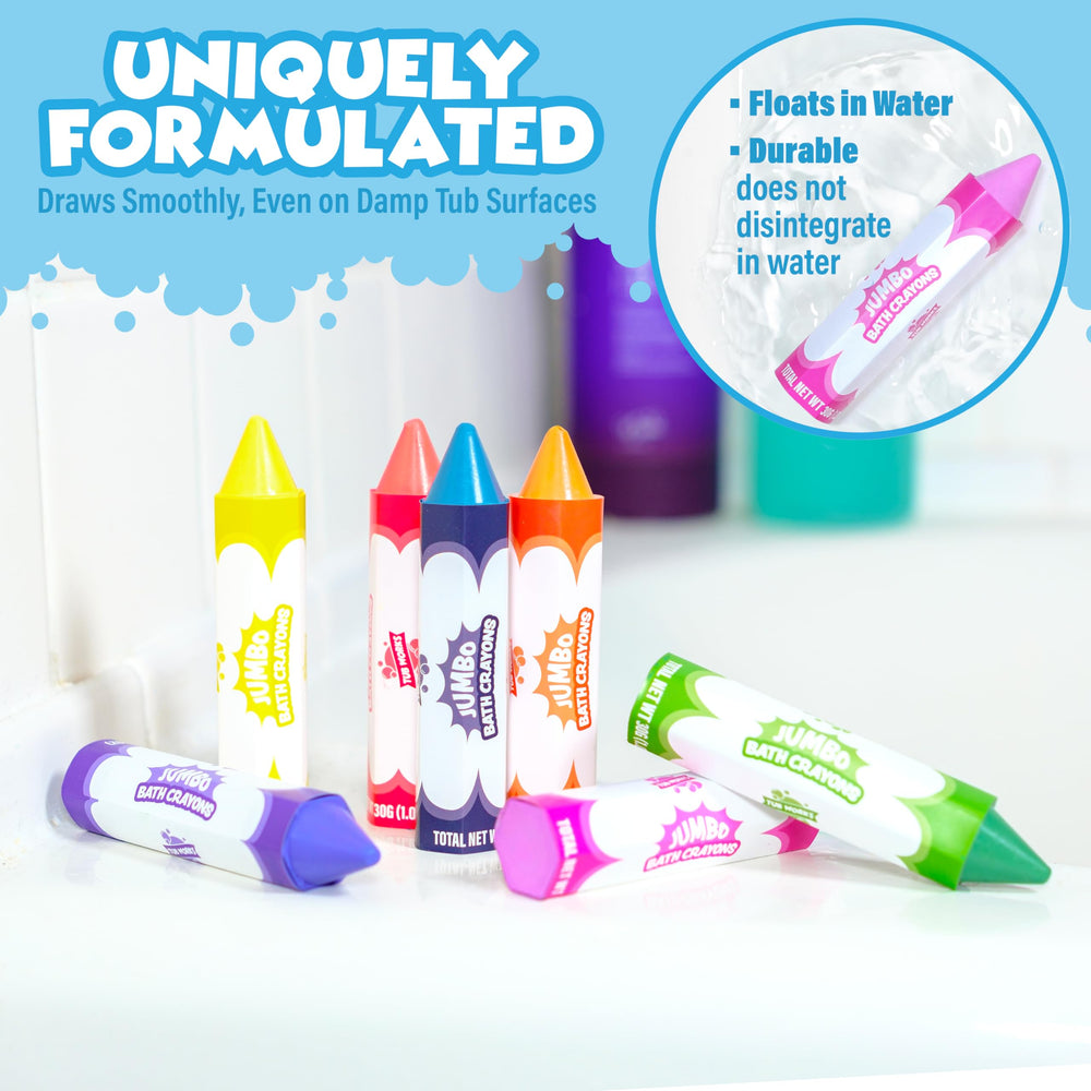 Tub Works Smooth Jumbo Bath Crayons glide smoothly on wet tile surfaces.