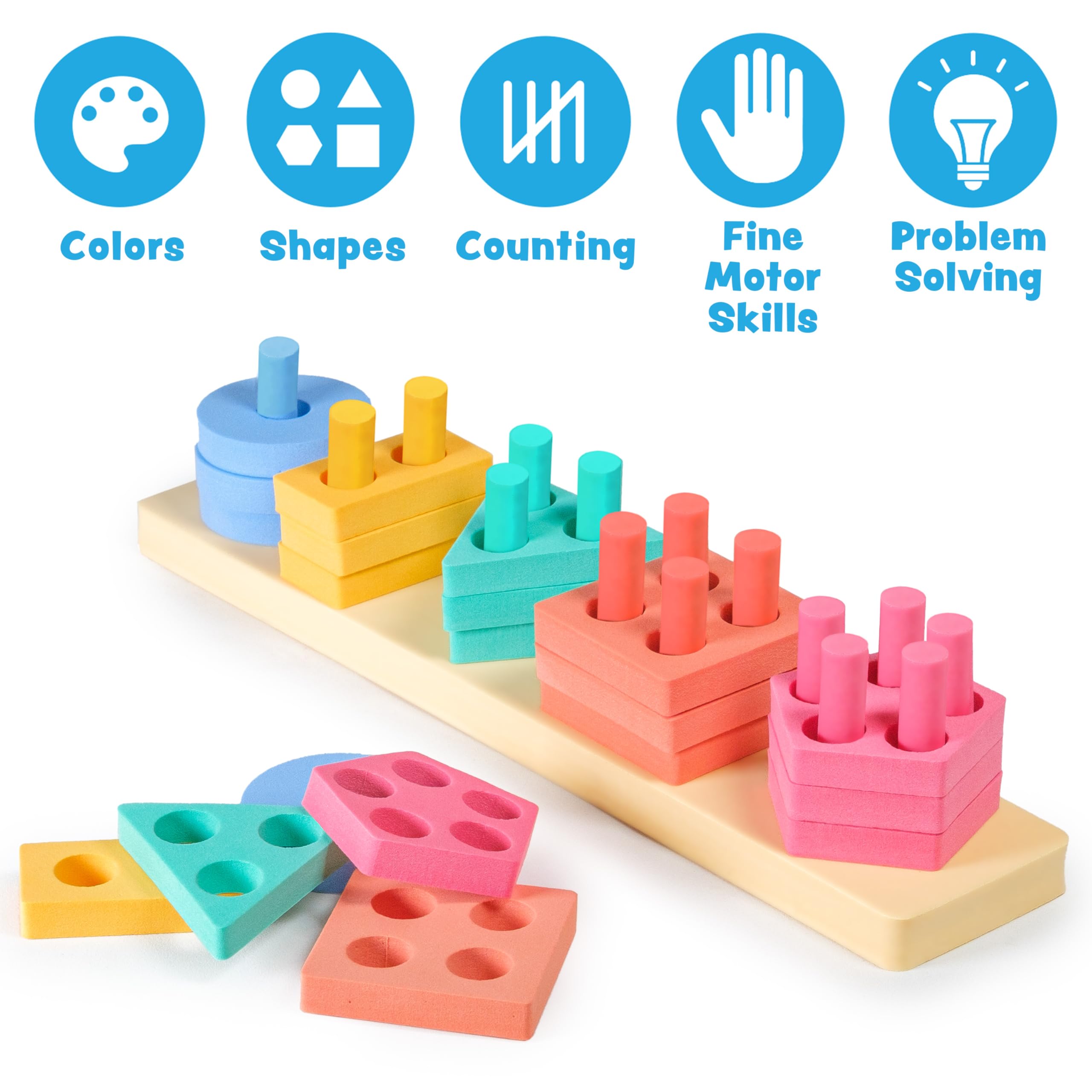 Tub Works stacking play supports early motor skills and hand-eye coordination.