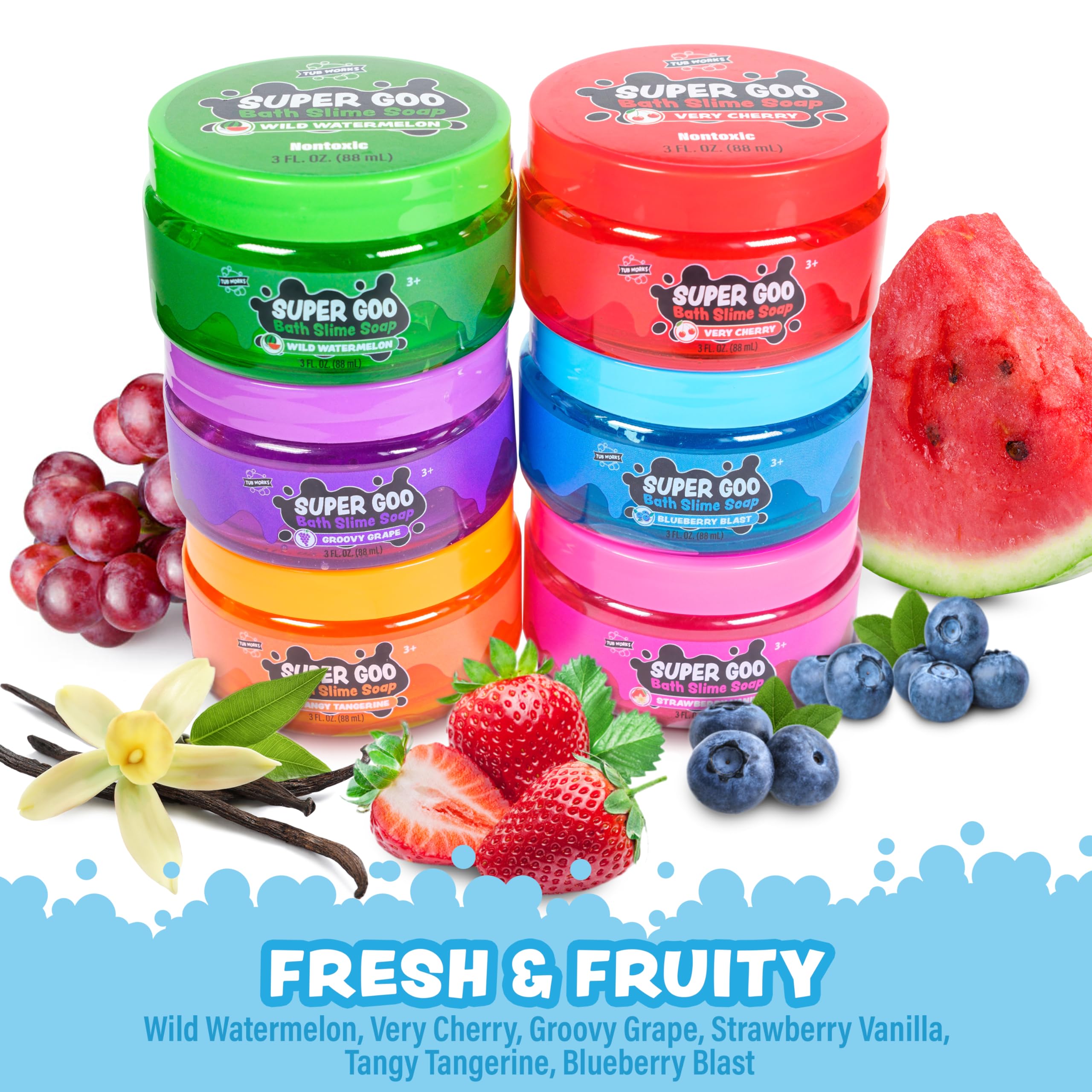 Tub Works Super Goo Bath Slime Tangerine jar brings fresh citrus scent to bath routine
