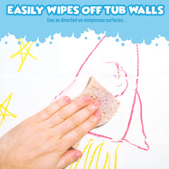 Washable design lets you wipe away crayons from non-porous tub surfaces easily.