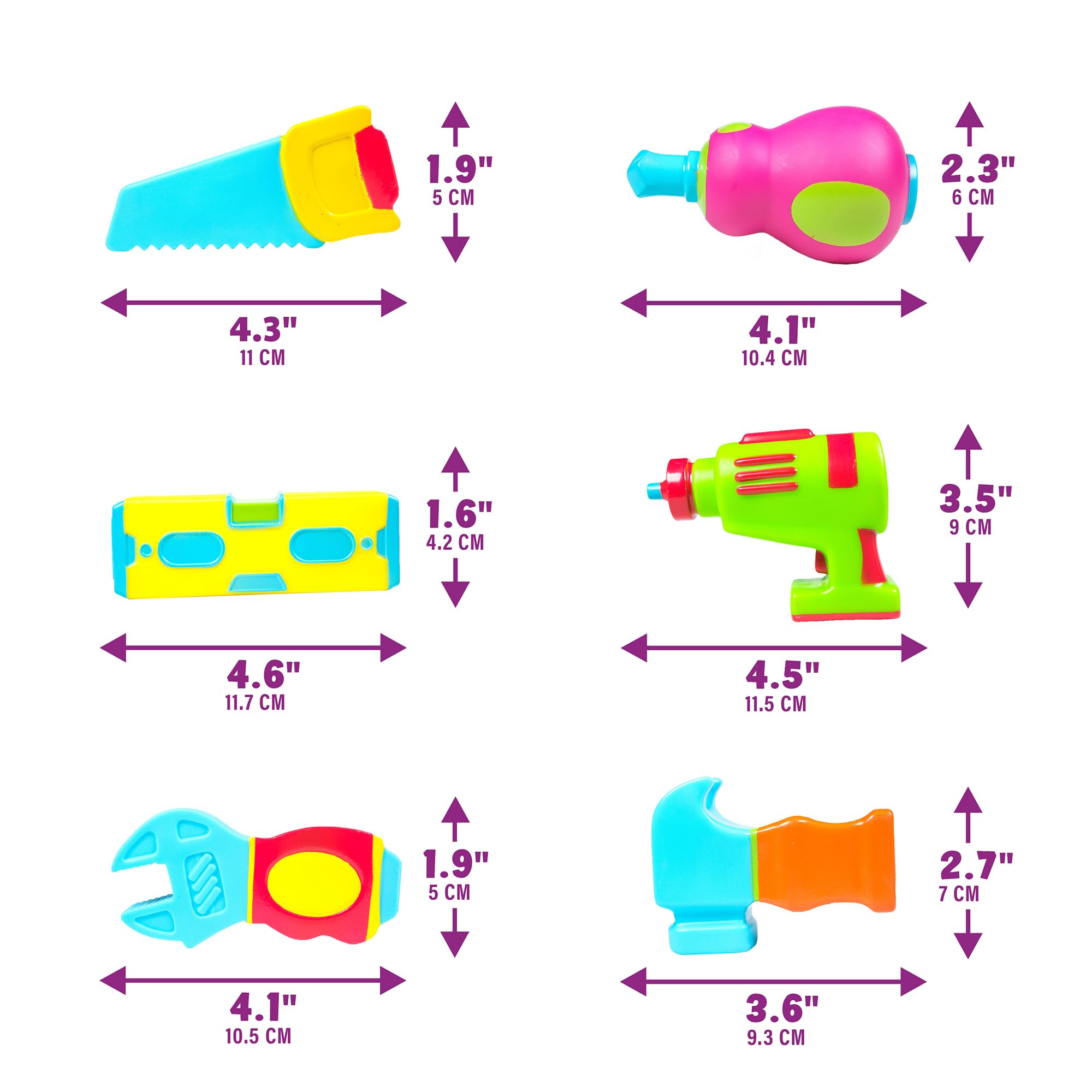Tub Works Tools soft-squeeze bath toy gentle on small hands and durable