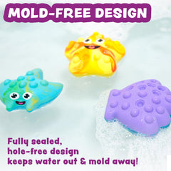 Tub Works Tub Poppers close up silicone shows soft safe material for tiny hands