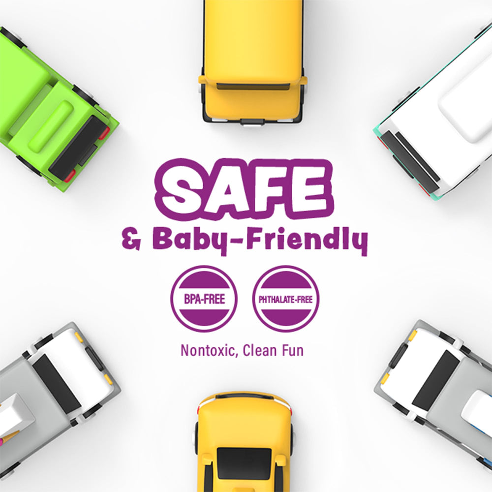 Tub Works Garbage Truck bath toy introduces vehicle themes and sensory exploration during baths