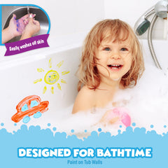 Tub Works yellow bath paint on tub wall adds sunny creativity to baths
