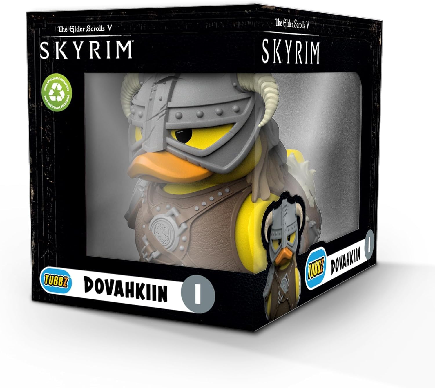 Dovahkiin display box close-up, highlighting authentic Skyrim inspired artwork.