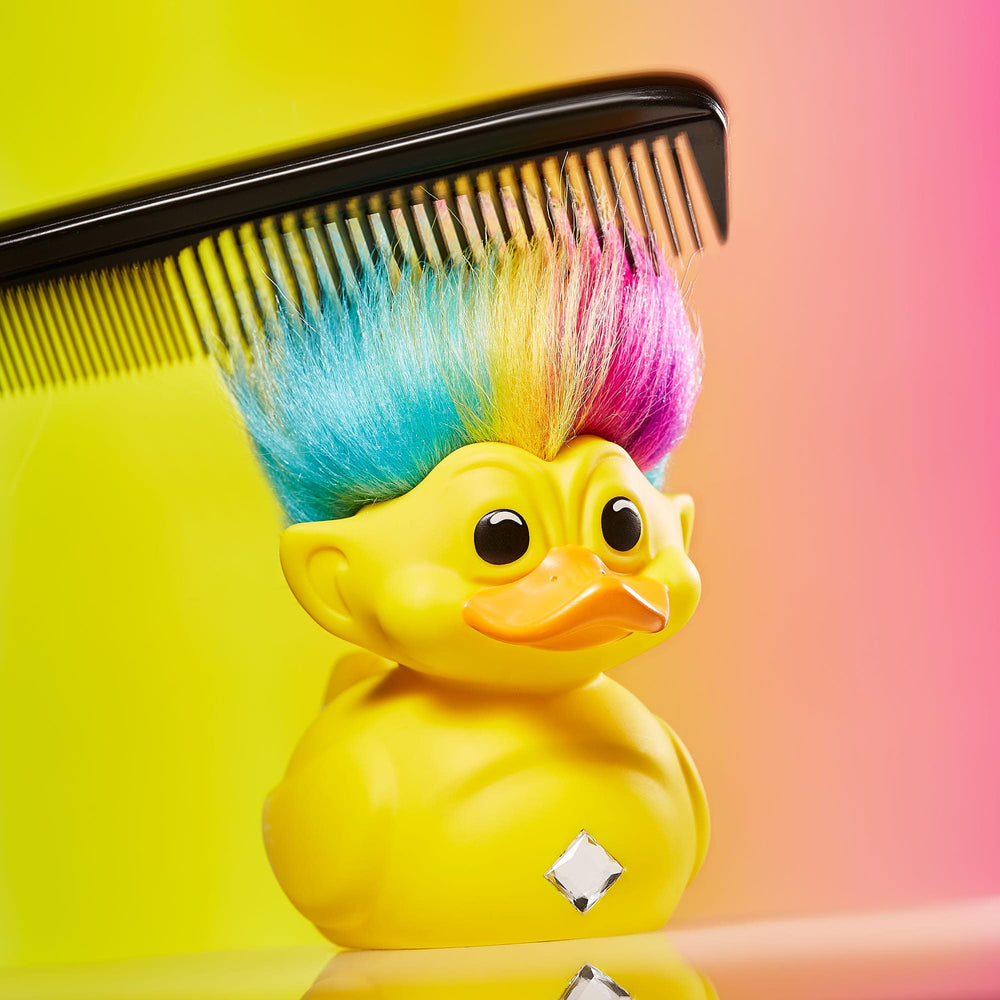 TUBBZ Rainbow Troll collectible figure in vibrant costume, perfect for display.
