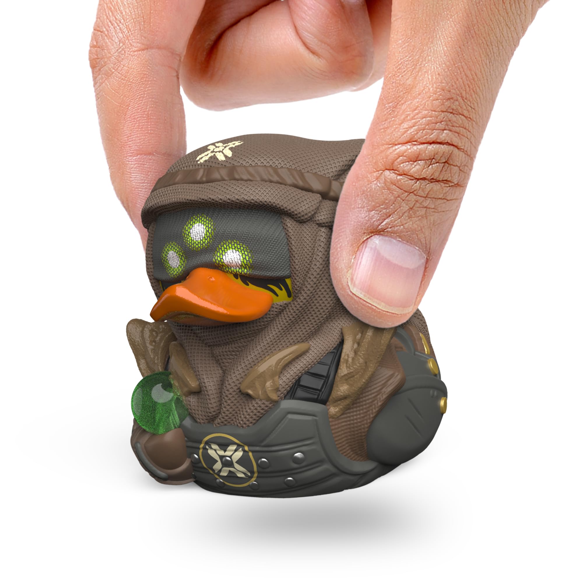 TUBBZ Destiny 2 Eris Morn duck in mini bathtub enhances desk decor and collector value.