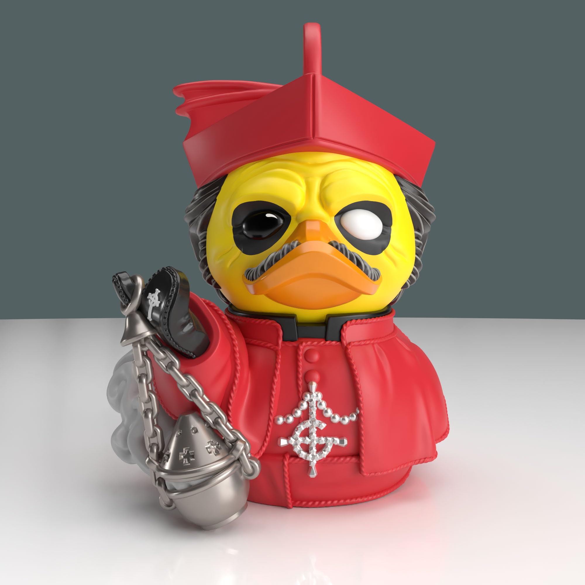 TUBBZ Cardinal Copia duck stands about 3.54 inches tall for desk or shelf.
