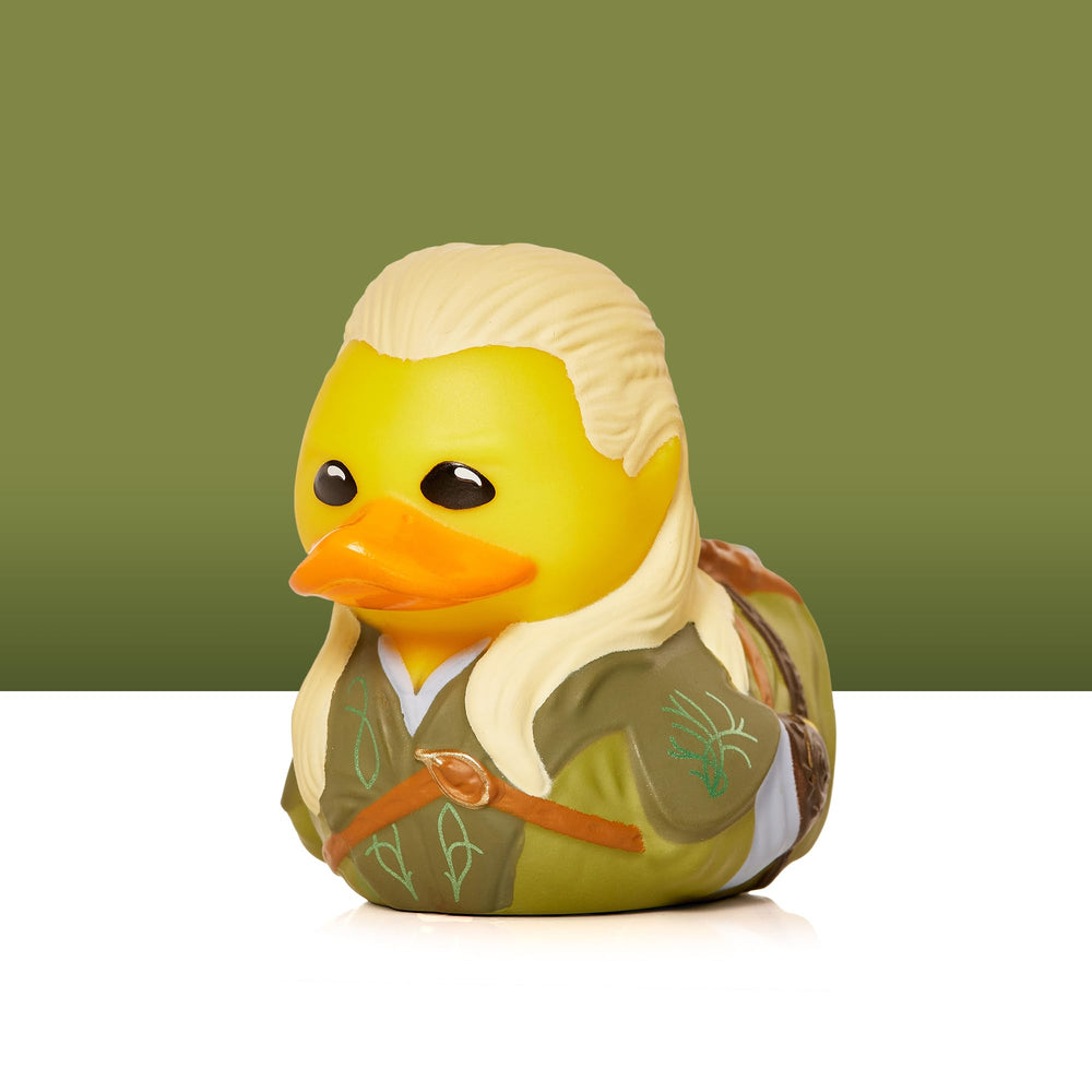 TUBBZ Legolas cosplaying duck as a collectible display piece for fans.