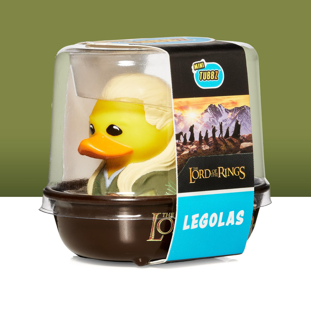 TUBBZ Legolas cosplaying duck packaged in mini bathtub for gifting.