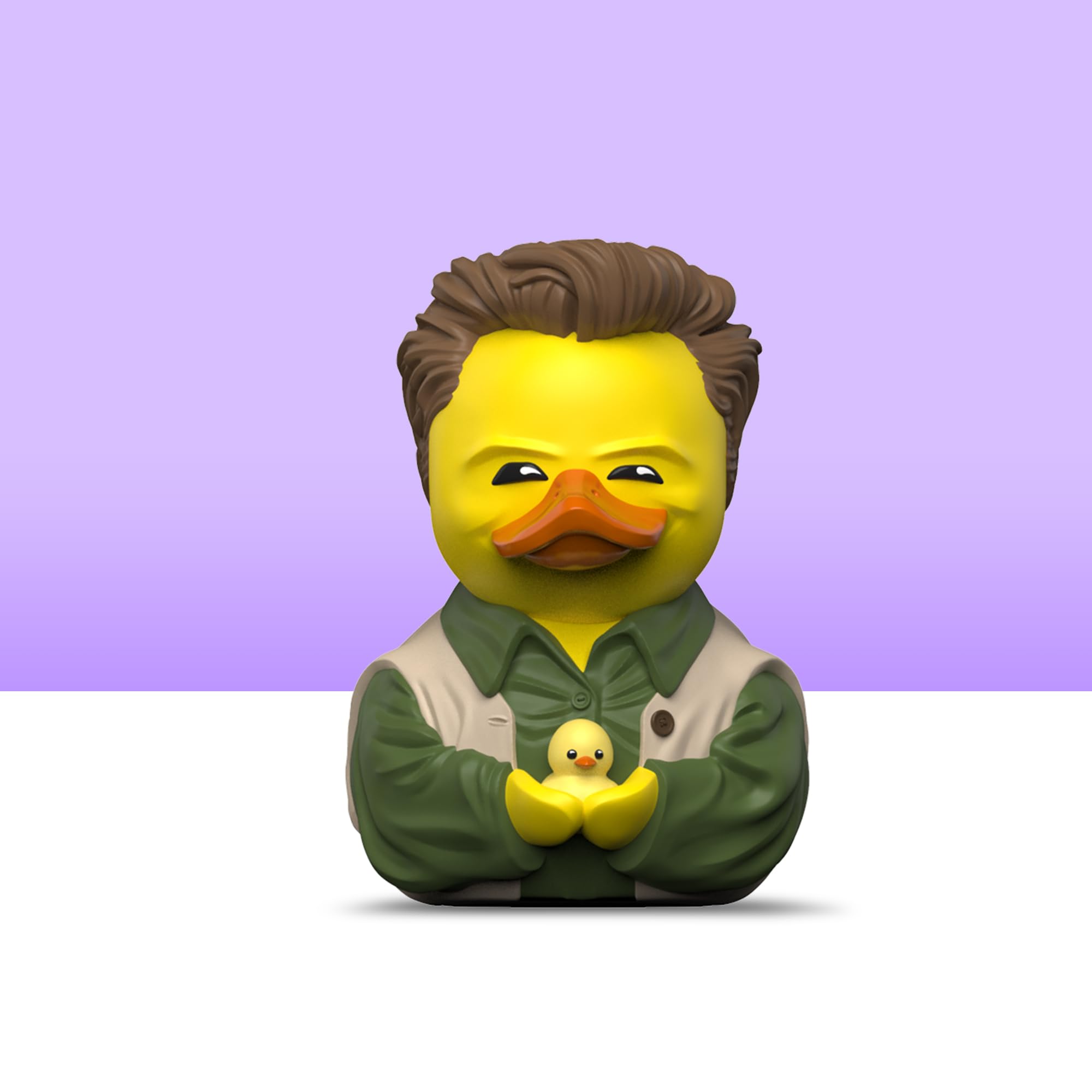 TUBBZ Chandler Bing vinyl duck with vibrant colors for display.