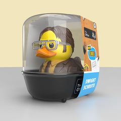 TUBBZ mini Dwight Schrute duck in the bathtub, cute desk centerpiece.