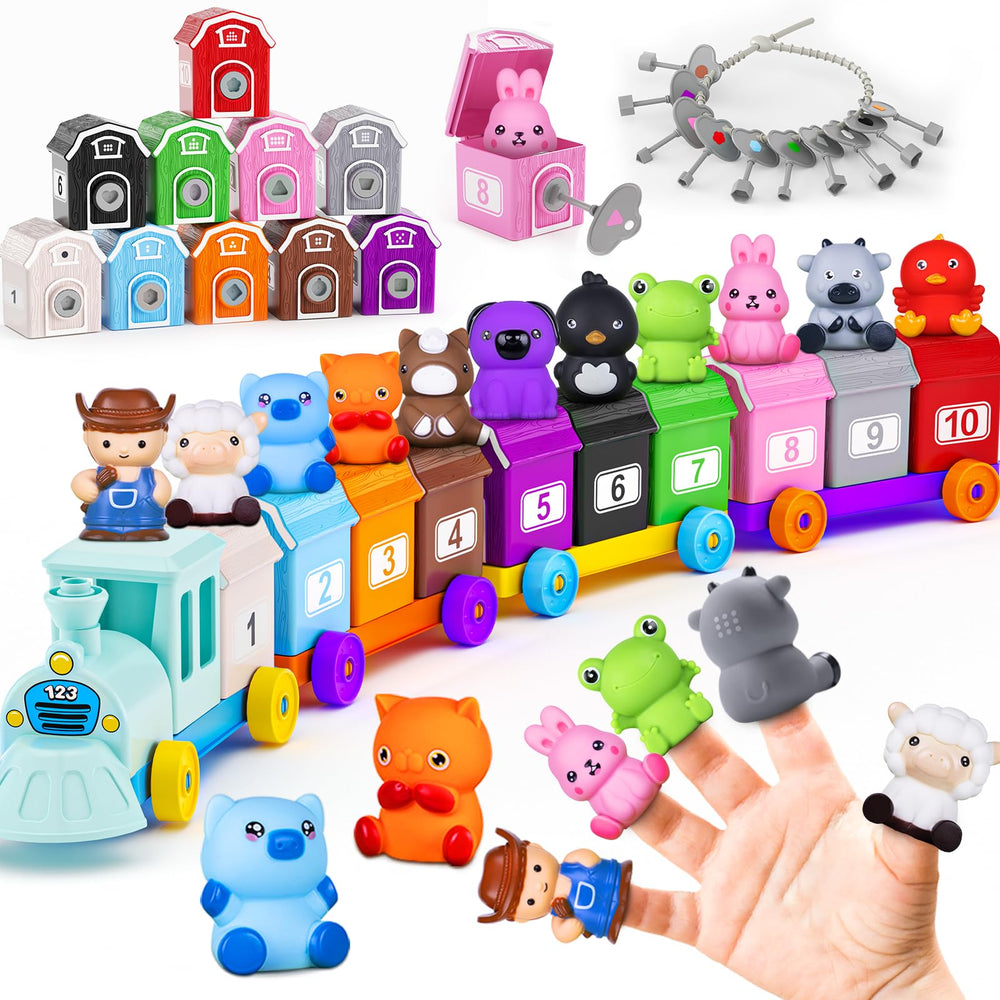 Tubkam learning toy farm train with locks and keys for hands-on play