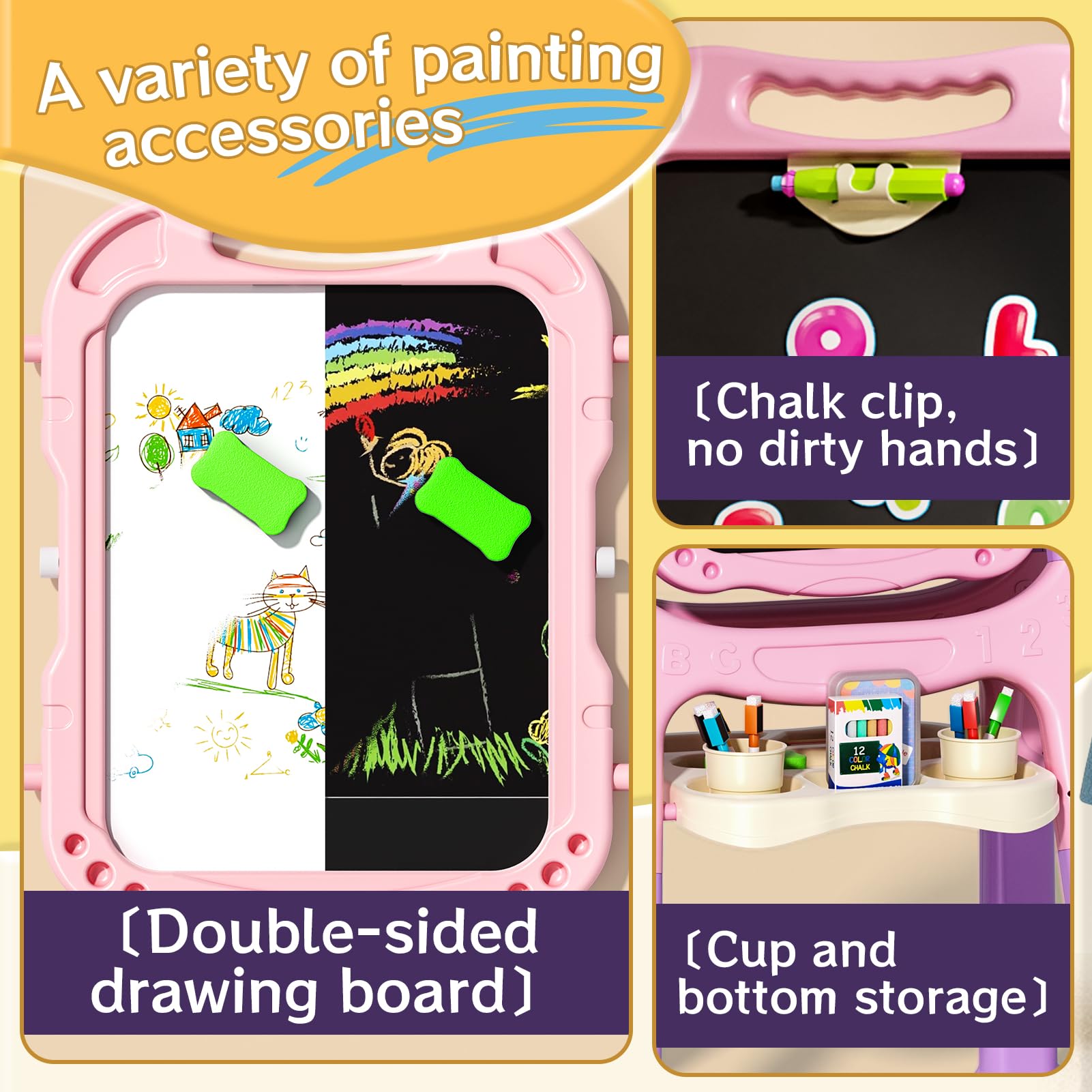 Tubokoro art easel whiteboard side supports marker art and quick practice