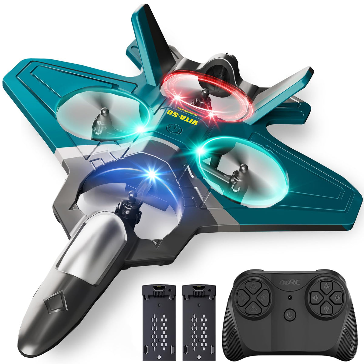 Tubokoro RC-plane front view with LED lights for night flights