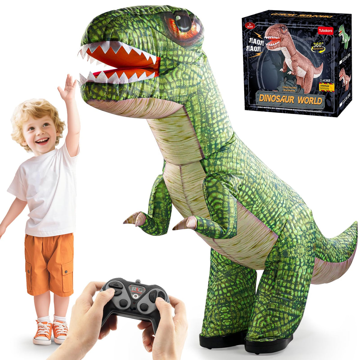 Tubokoro remote-controlled 59-inch inflatable dino stands tall for impressive room-scale play.