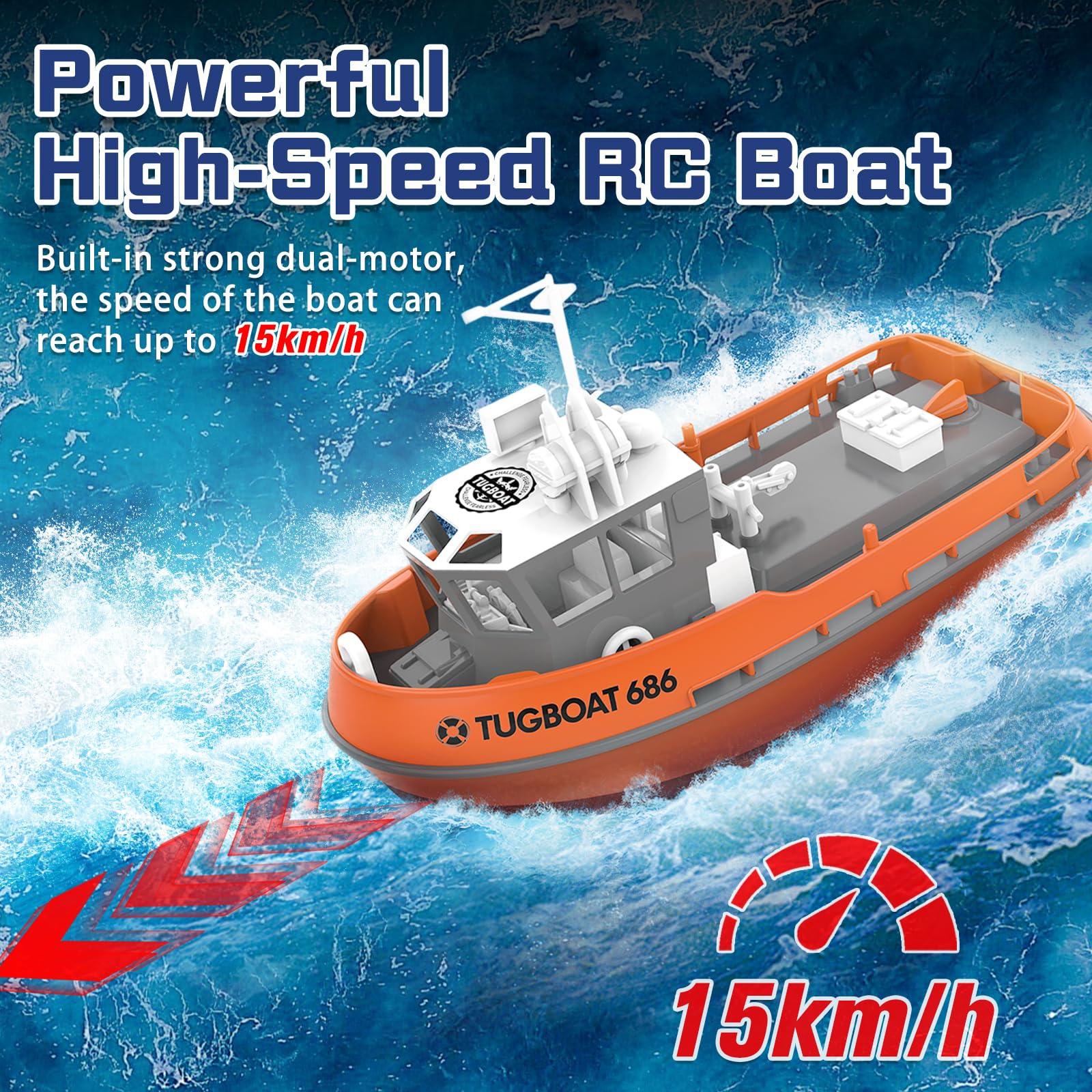 Tucraew RC Boat side view highlights compact, beginner-friendly handling