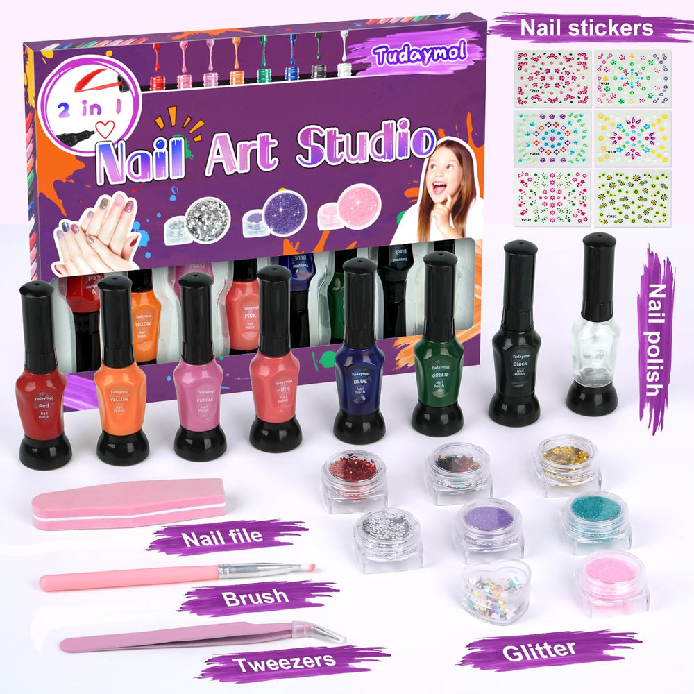 Tudaymol Glitter Pots providing sparkling accents for fun nail art