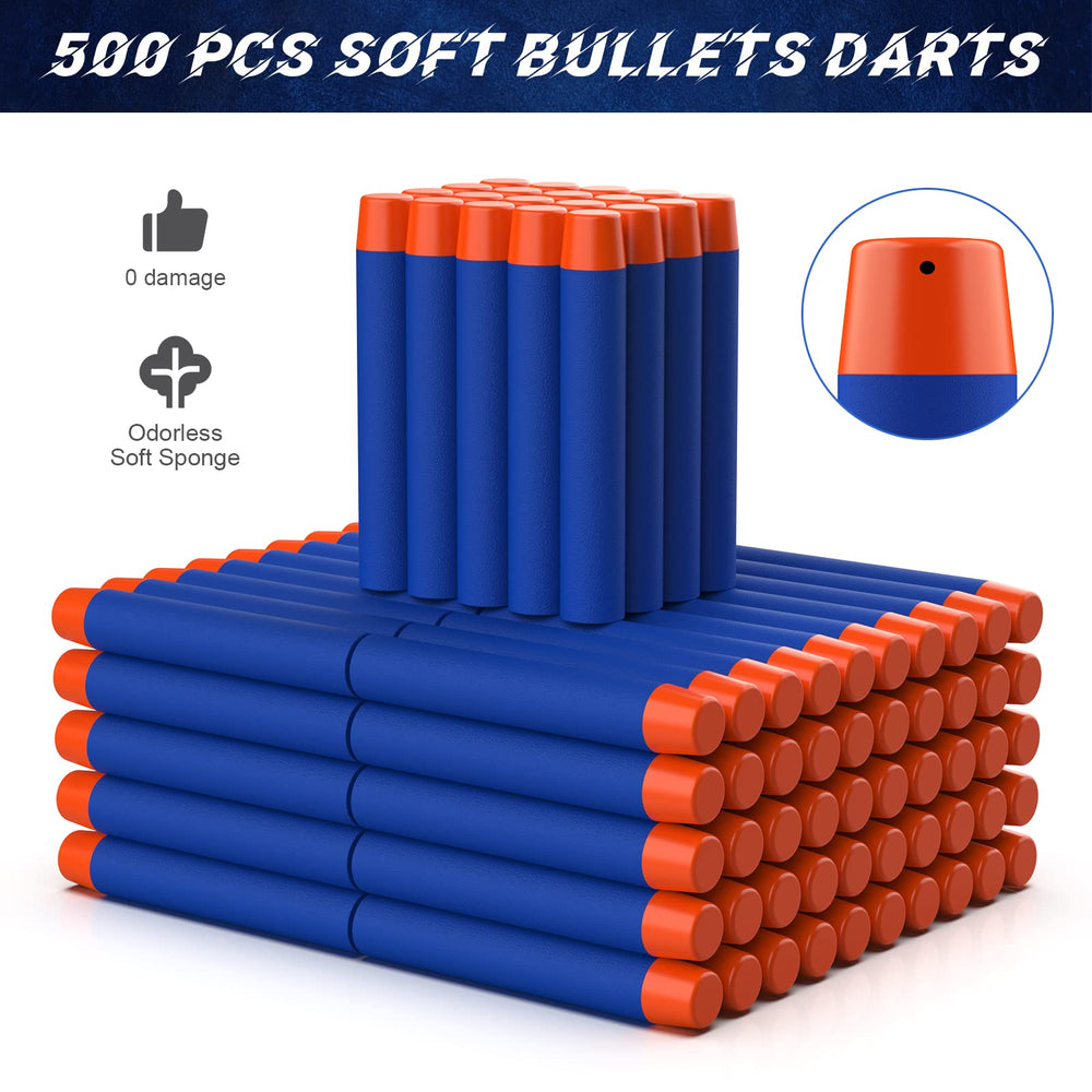 Tudaymol 500-pack Nerf darts stored in included storage bag for easy transport