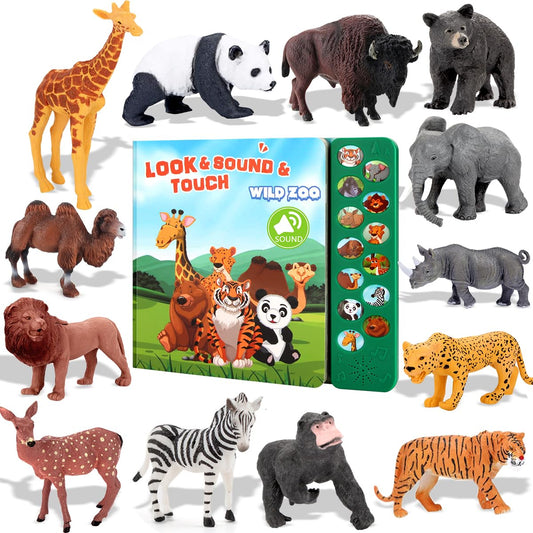 Tudoccy Safari Animals Figures kit cover image promotes imaginative play.