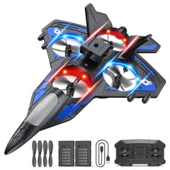 TUEESN RC Plane with LED night flight lights for dazzling skies.