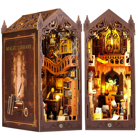 TuKIIE DIY Book Nook assembly shows precise wooden parts fitting smoothly for a rewarding project.