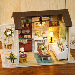 TuKIIE DIY Miniature Dollhouse Kit completed dollhouse ready for display.
